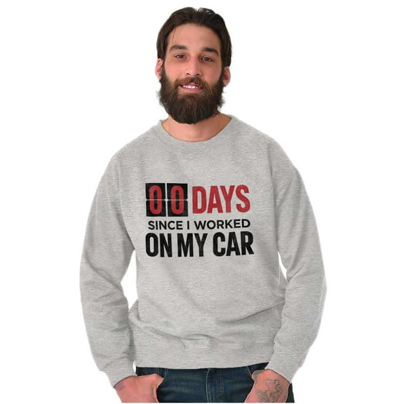 Zero Days Worked On Car Grease Monkey Unisex Plus Fleece Graphic Sweatshirt Brisco Brands 2X