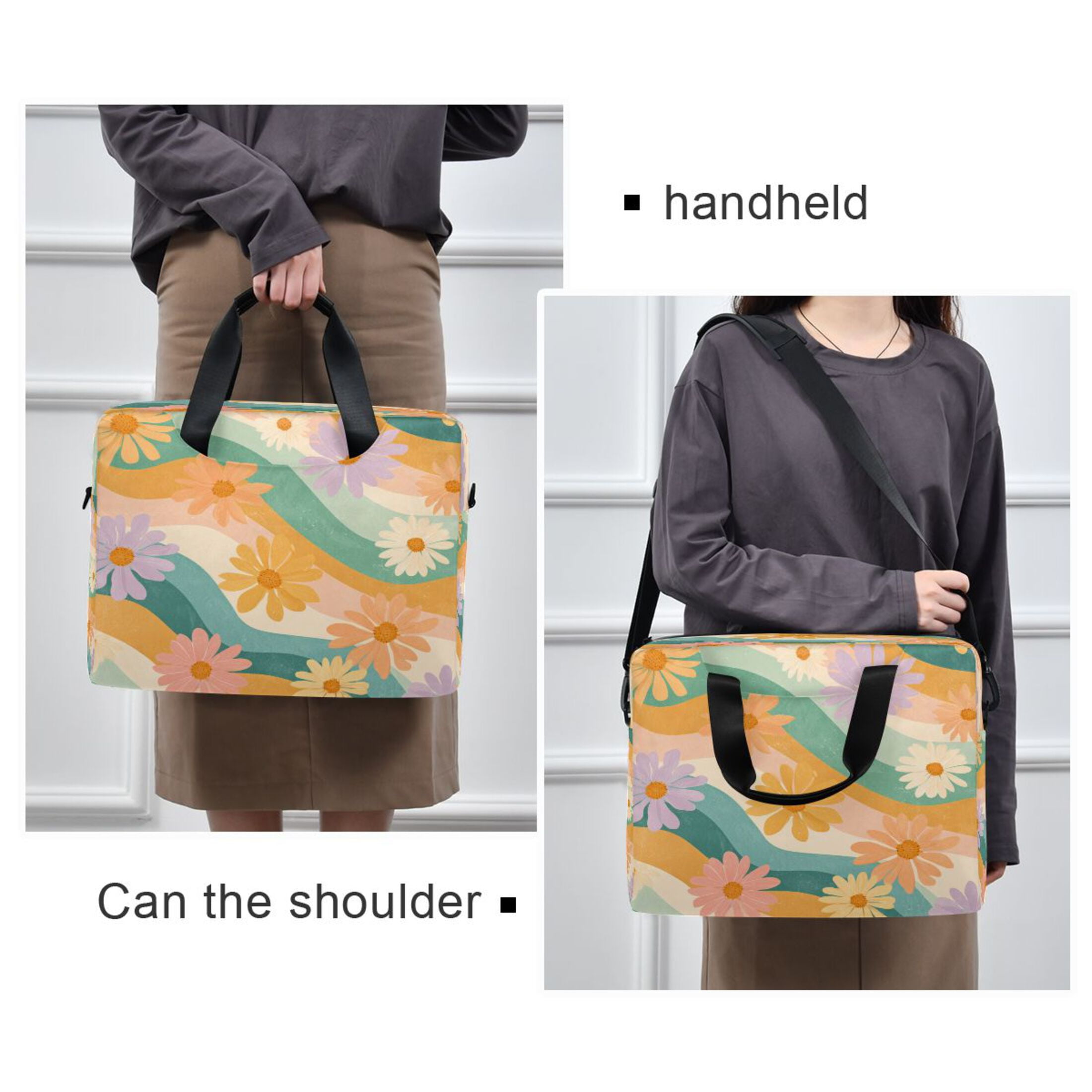 Laptop Bag Laptop Briefcase 15.7 x 3 x 11.8 Inches Laptop Bag Briefcases Laptop Storage Travel Laptop Bag Work Laptop Bag Colorful Chrysanthemums Seamless