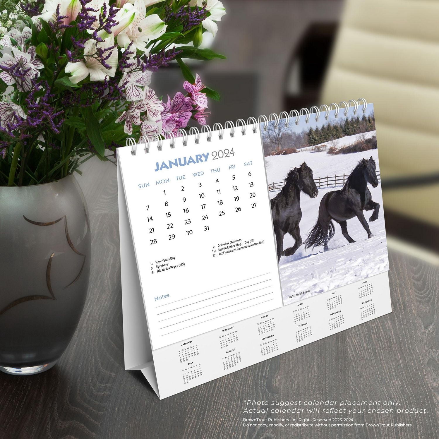 BrownTrout Amoureux des chevaux 2024 Chevalet Double Vue pour Bureau 19x18.7 CM, 9781975471132