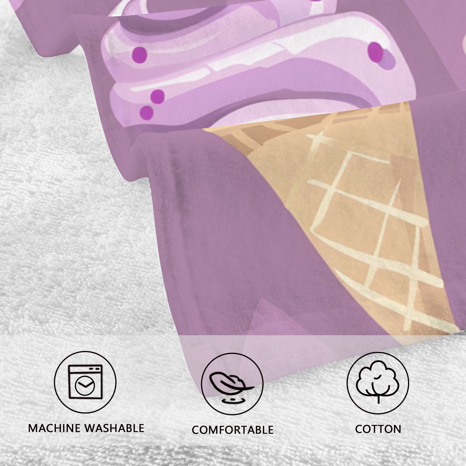 Delicious Ice Cream Hand Towels Cotton Bath Towels Large Face Towels Absorbent for Bathroom 2 Packs
