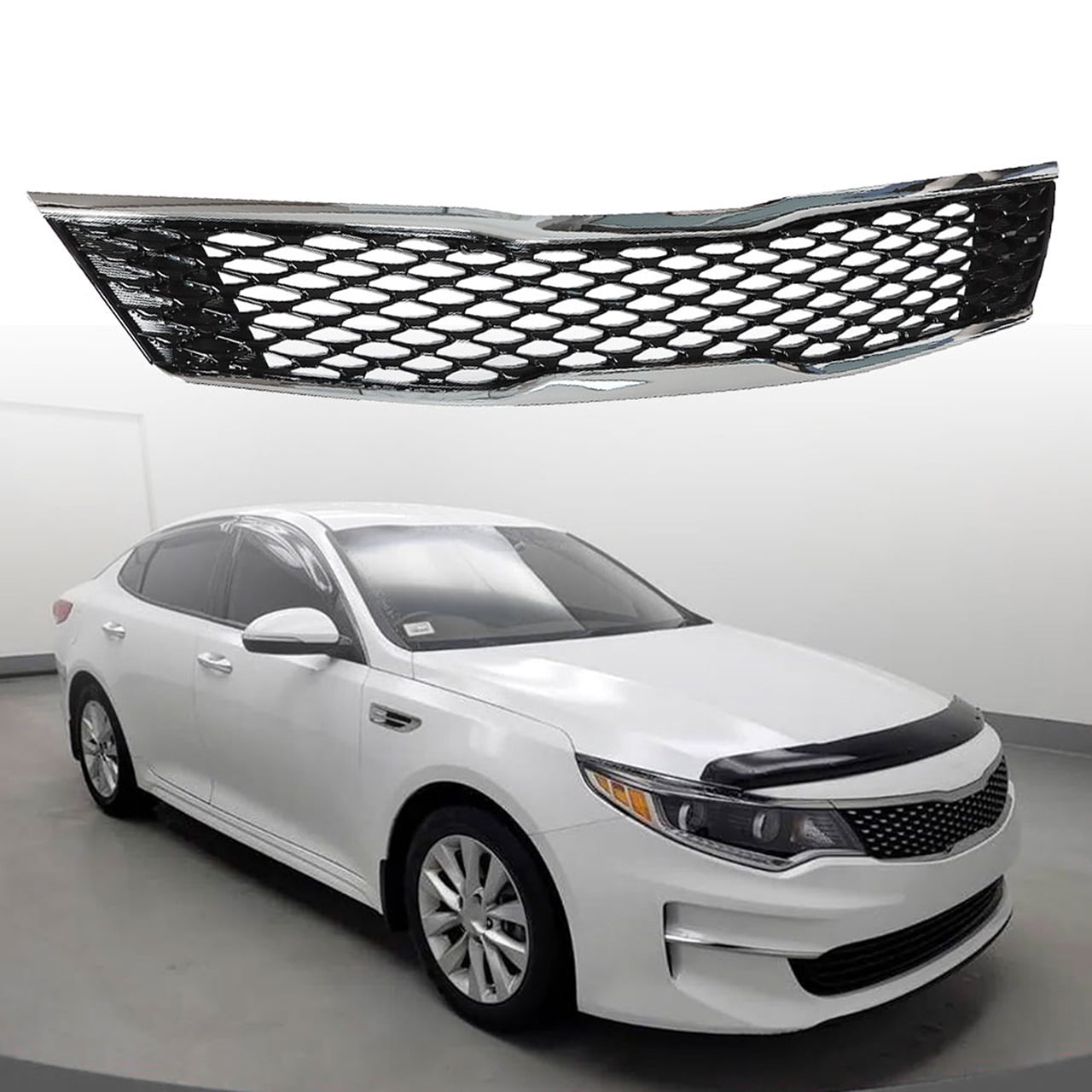 Chrome Front Upper Bumper Grille Assembly for 2016 2017 2018 Kia Optima LX EX