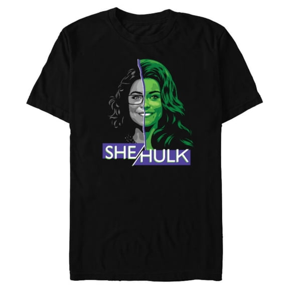 Marvel Studios She Hulk Jen Walters Split - Short Sleeve Blended T-Shirt for Adults - Customized-Black