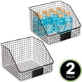 thumbnail image 2 of mDesign Slanted Kitchen Organizer Bin Basket, Label Slot, 2 Pack, Matte Black, 2 of 8