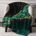 thumbnail image 3 of Throw Blanket for Couch Turquoise Abstract Marble Soft Fleece Flannel Blankets Cozy Lightweight Blanket for Home Sofa Living Room Gold Veins Bed Throws 30" x 40", 3 of 9
