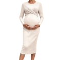 thumbnail image 6 of hengsof Women's Long Sleeve Crossover Maternity Dress, Knitted Long Sleeve Maternity Wear with Adjustable Ties, 6 of 8