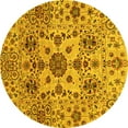 thumbnail image 1 of Ahgly Company Machine Washable Indoor Round Oriental Yellow Modern Area Rugs, 7' Round, 1 of 4