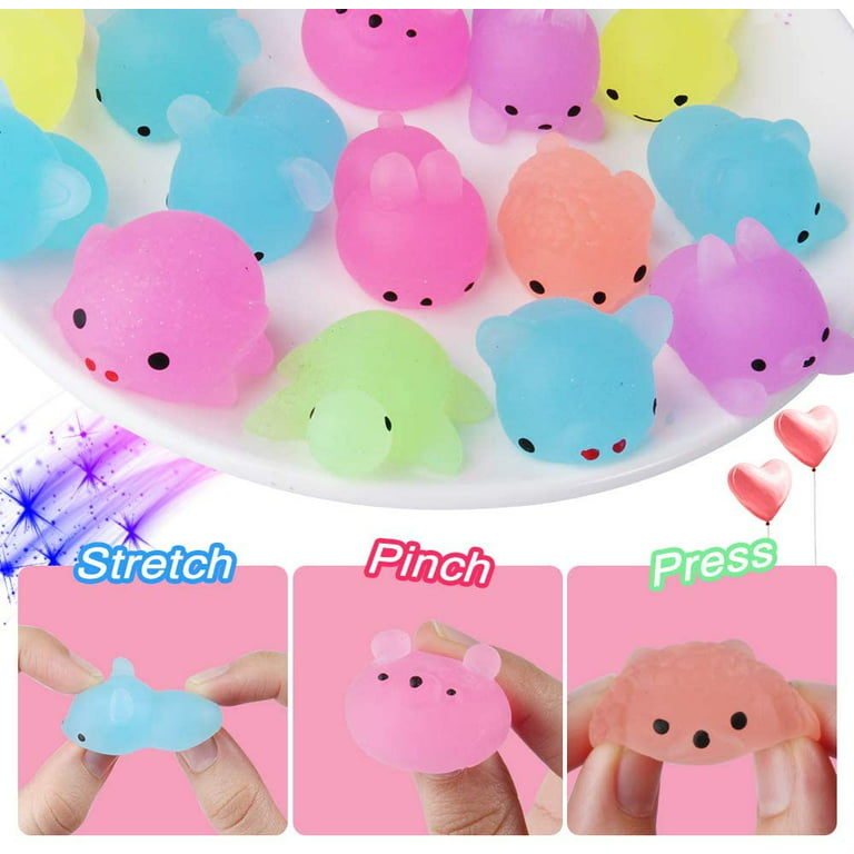 25 Pack Squishy Mochi Squishy Toys, Glitter Glow in the Dark Mini Cute  Squishy Toys for Kids 