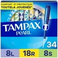 thumbnail image 2 of Tampax Pearl Tampons Multipack, with LeakGuard Braid, Light/Regular/Super Absorbency, Unscented 34 count, 2 of 23