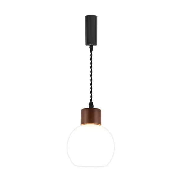 KAYYELAMP H-Type Track Lamp 3.2Ft Adjusted Cord Walnut Base White Glass Ball Shade Pendant Light for Home Kitchen Farmhouse 1Pcs(No Bulb, Track)