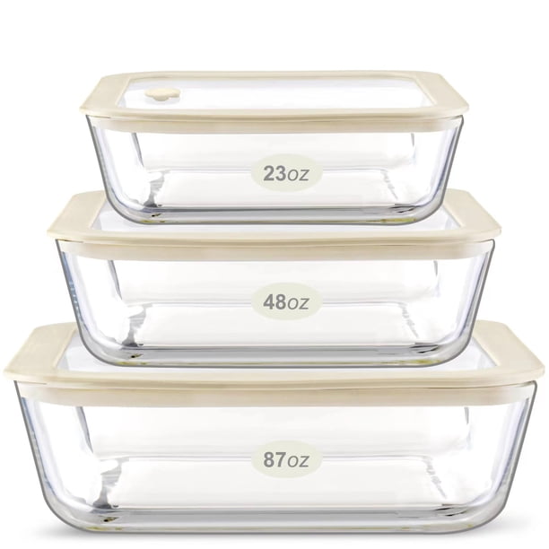 Juego de recipientes para comida Urban Green Glass con tapa de silicona, paquete de 3
