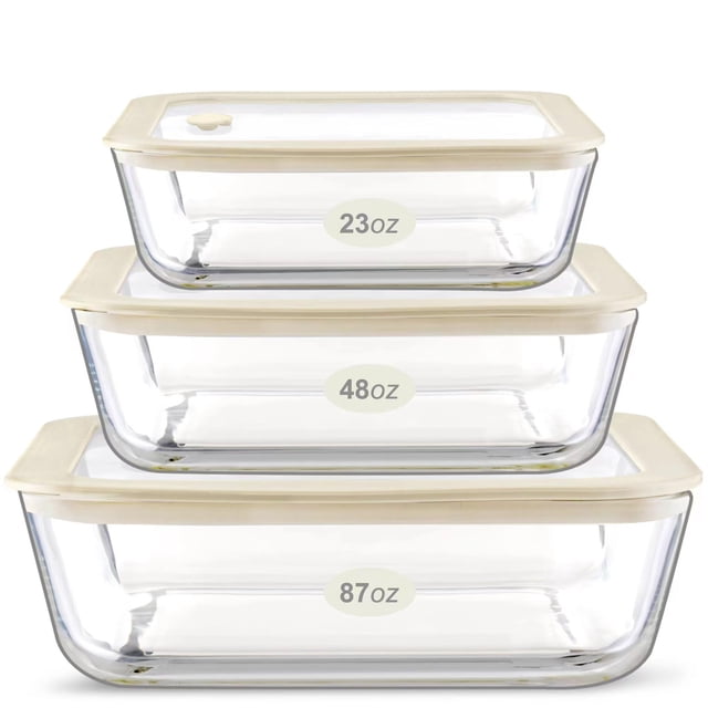 Juego de recipientes para comida Urban Green Glass con tapa de silicona, paquete de 3