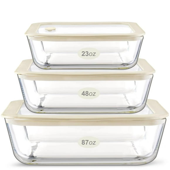 Juego de recipientes para comida Urban Green Glass con tapa de silicona, paquete de 3