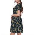 thumbnail image 2 of Rateoe Gold Snowflake Christmas Tree Pattern Women’s Short Sleeve Dress – Casual Elegant Summer A-Line Dress for Everyday Wear, 2 of 6