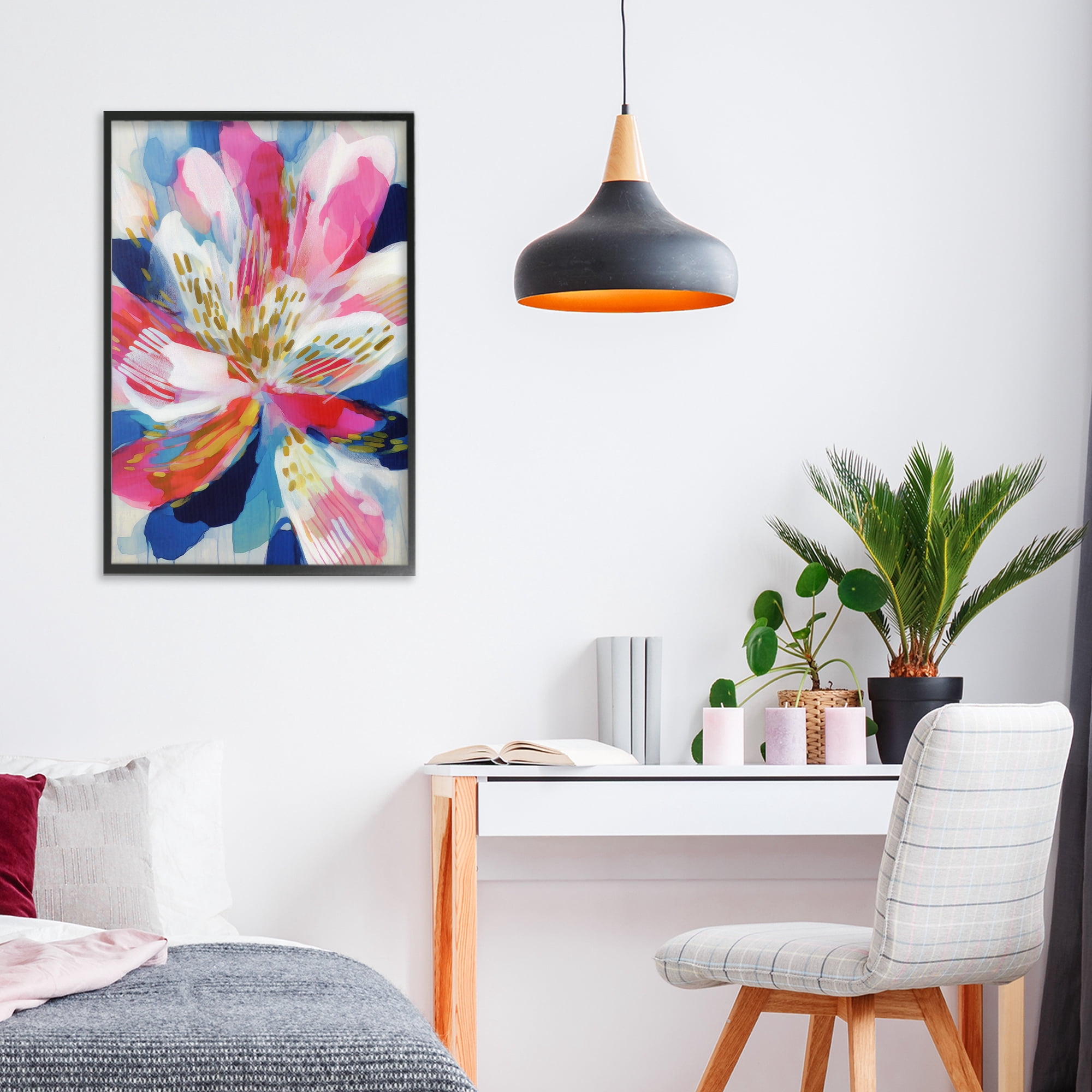 Stupell Industries Lily In Pink & Blue Black Framed Giclee Art, design by Chromatic Storm Studio