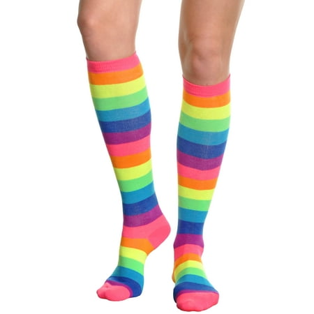 

Angelina Neon Striped Knee-High Socks (1 or 6 Pack)