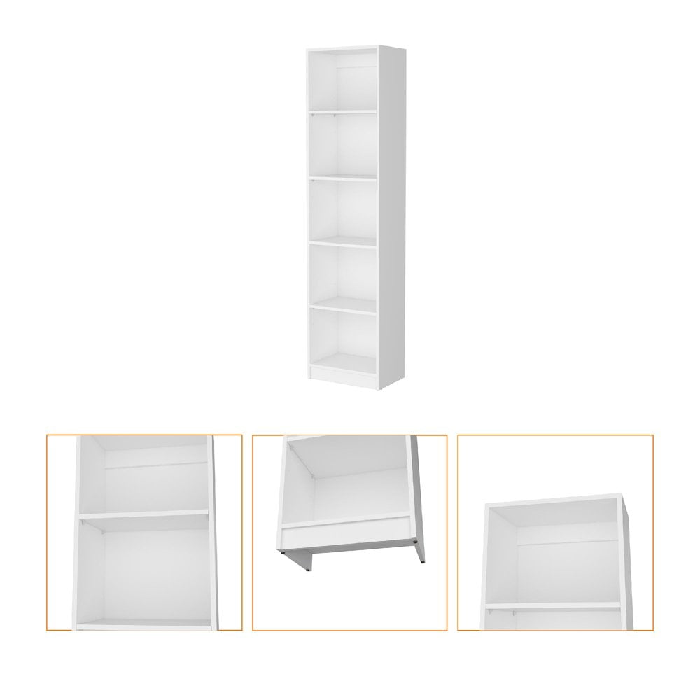 FM FURNITURE Sutton Engineered Wood Slim Bookcase in White