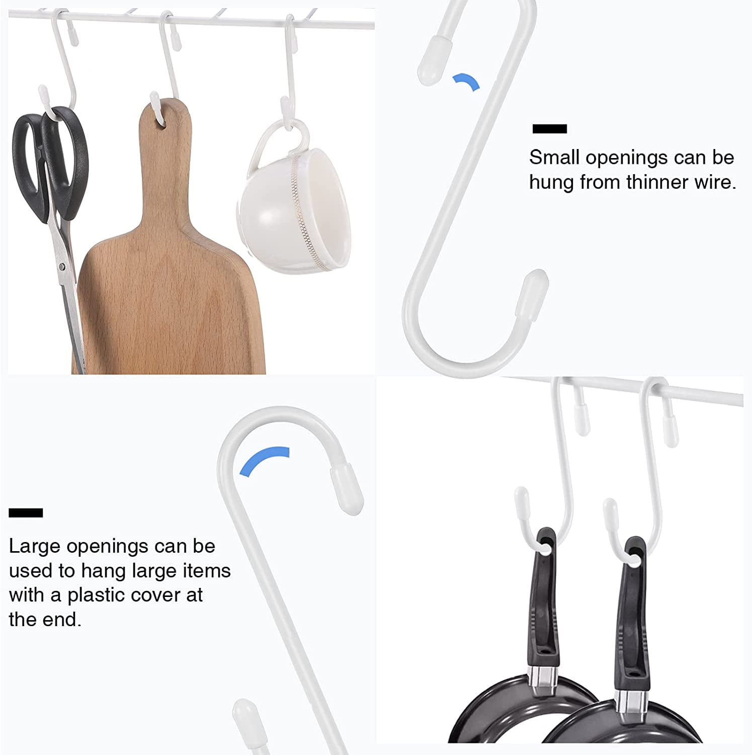 Plants Bathroom Pan Coat 36 Pieces S Shaped Hooks Hanging Heavy Duty S Hooks Hanger for Kitchen Office White,4.7 Inch Bedroom Bag 