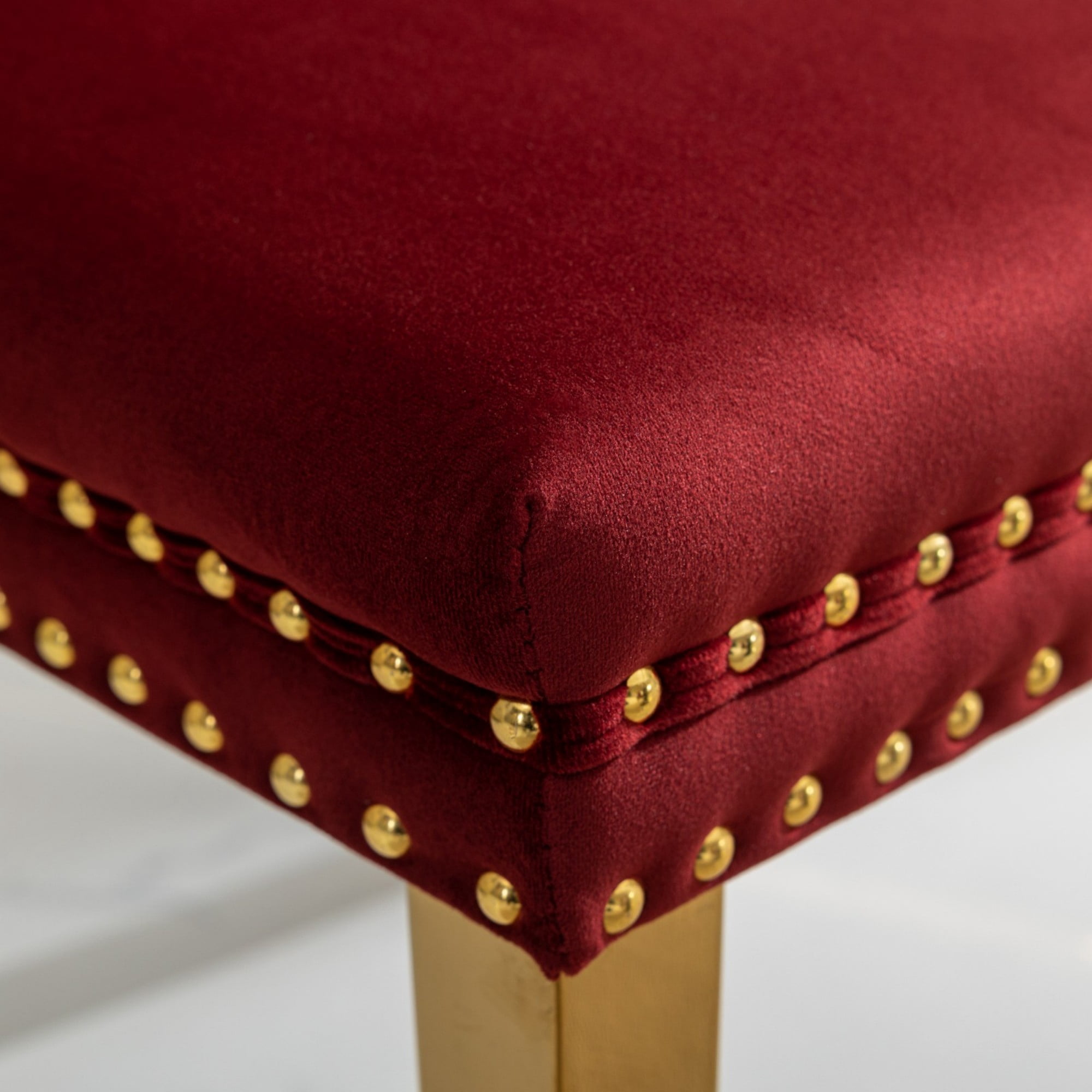 BSHTI 37.5" Velvet Upholstered Dining Room Chairs Set of 2, Modern Tufted Parson Chairs with Nailhead Trim, Foam Padded Seat for Dining Room/Kitchen(Burgundy)