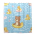 thumbnail image 2 of Cute Bear Floating on Rubber Duckies Shower Curtains with 12 Hooks Waterproof Bathroom Decor 66" x 72", 2 of 6