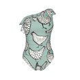 thumbnail image 4 of Yiaed Hand Drawn Chickens Print Women One Piece Swimsuits Tummy Control One Shoulder Bathing Suits Pattern Ruffle Swimwear-X-Large, 4 of 8