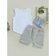 thumbnail image 4 of Wassery Toddler Baby Boys Summer Clothes Set , Sleeveless Round Neck Chest Pocket Vest Tops + Drawstring Short Pants Outfit 0-3T, 4 of 8