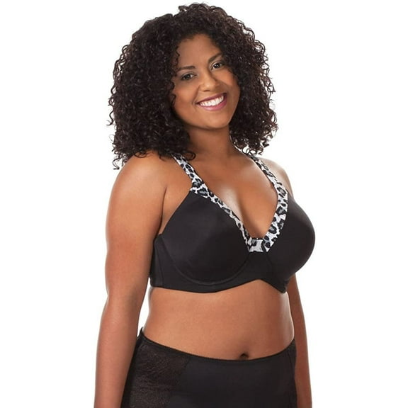 LEADING LADY Women's Luxe Body Underwire T-Shirt Bra Bra, Grey Leopard, 34G