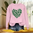 thumbnail image 5 of Guzom Pink Lucky Shamrock Heart Sweatshirt - Womens St. Patrick's Day Festive Crew Neck Long Sleeve Relaxed Fit Casual Top,Size L, 5 of 7