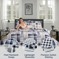 thumbnail image 6 of Beartech Quilt Set King Size Plaid Patchwork Microfiber Lightweight Reversible Bedspread Coverlet Bedding Set, 6 of 7