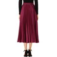 thumbnail image 4 of MODA NOVA Juniors Elastic Waist Metallic Shiny Accordion Pleated Midi Skirt, 4 of 7
