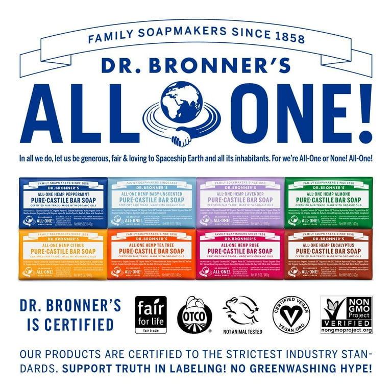 Dr. Bronner's Peppermint Pure-Castile Bar Soap, 5 oz.