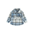 thumbnail image 1 of Infant Baby Boy Shirts Jacket Plaid Long Sleeve Single-Breasted Shacket Coat with Pockets Toddler Casual Fall Winter Outerwear, 1 of 8