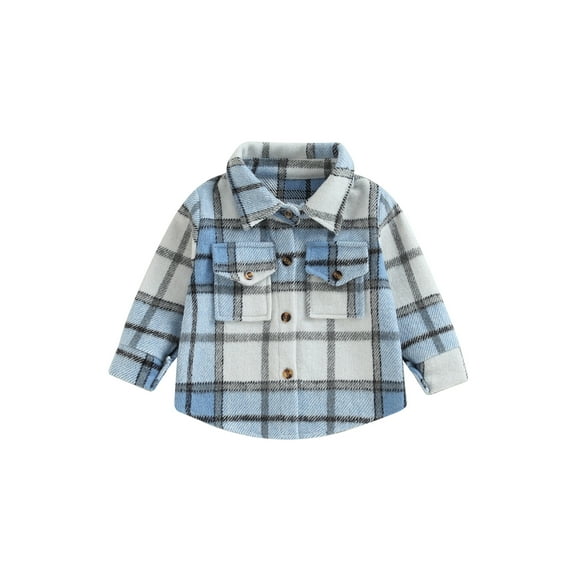 Fortune Toddler Boy Plaid Shirts Coat Kids Long Sleeve Turn Down Collar Jacket Fall Outerwear