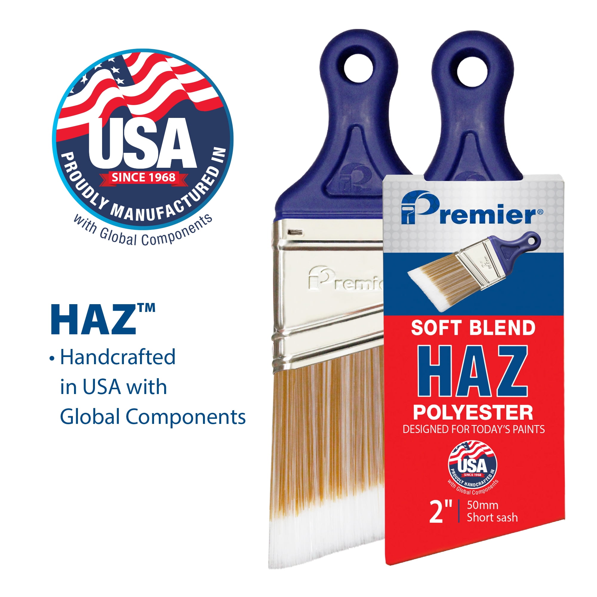 2 in. Premier Haz Polyester Short Angle Sash Household Paintbrush, Polyester