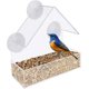 thumbnail image 1 of Comedero para pájaros con ventana, comedero para pájaros acrílico transparente, a prueba de lluvia, bandeja de alimentación deslizante desmontable con 3 ventosas, comederos para pájaros, 1 of 5