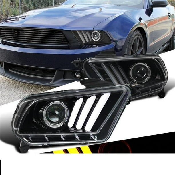 Spec D LHP MST10BK V2 TM 10 13 Ford Mustang Sequential Signal LED Projector Headlights