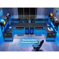 thumbnail image 4 of Reversible Computer Desk with LED Strips&Power Outlets, L-Shaped Office Desk with Storage Shelf/Pegboard for Bedroom, Writing Desk for Home Study, Black, 4 of 9