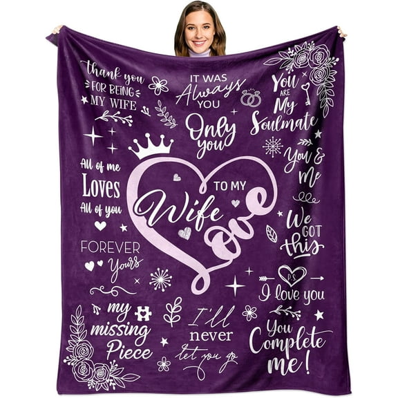 Gifts for Wife, Wife Gifts from Husband, Wife Birthday Gift Ideas, Best Wife Gifts, Wedding Anniversary Romantic Gifts for Her/Wife, I Love You Gifts for Her Throw Blanket 60"X50"