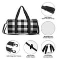 thumbnail image 6 of KLL White And Black Plaid Pattern Duffle Bag For Men Women Sport Gym Fitness Tote Travel Training Workout Basketball Football Weekender, 6 of 8