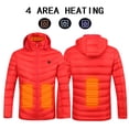 thumbnail image 2 of Heated Jackets for Women Washable Lightweight Zip Winter Hooded Long Sleeve Solid Puffer Sweatshirt 3 Heat Levels 2 Heating Zones No Battery Outdoor Casual Womens Hoodies Red XXL, 2 of 3