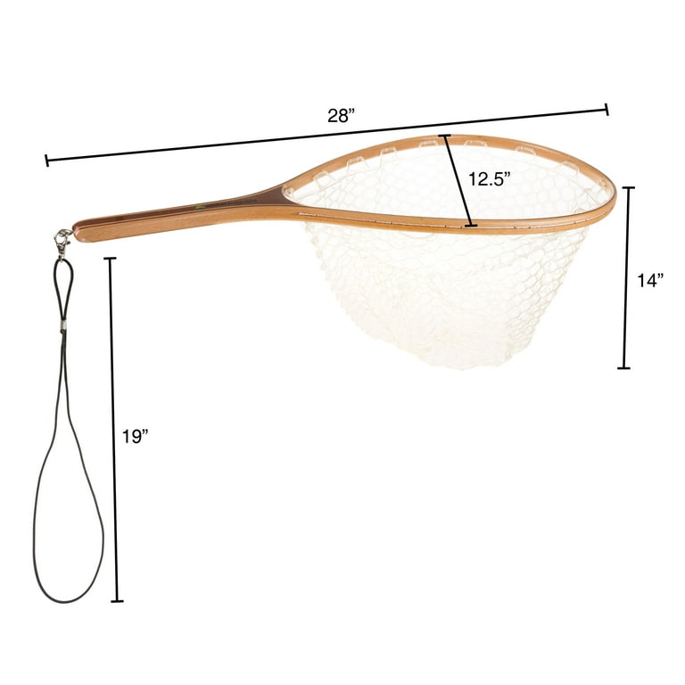 Landing Fish Net- Fly Fishing Equipment, Clear Rubber Mesh and