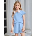 thumbnail image 6 of Arshiner Girls Summer Outfits 2 Piece Clothes Color Block Drop Shoulder Sleeve Top and Casual Short Sets Activewear, 6 of 6