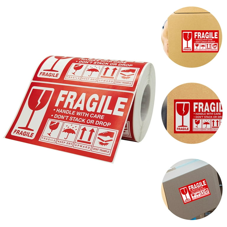 Fragile: Handle With Care Don't Stack Or Drop Red - Shipping Label