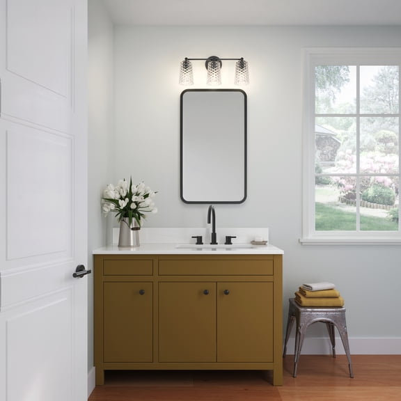 Millennium Lighting Ashli 2/4 Light Vanity Light with Clear Honeycomb Glass Shades 3 Light - Matte Black