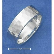 Sterling Silver 7mm Hammered Wedding Band Ring - Size 6