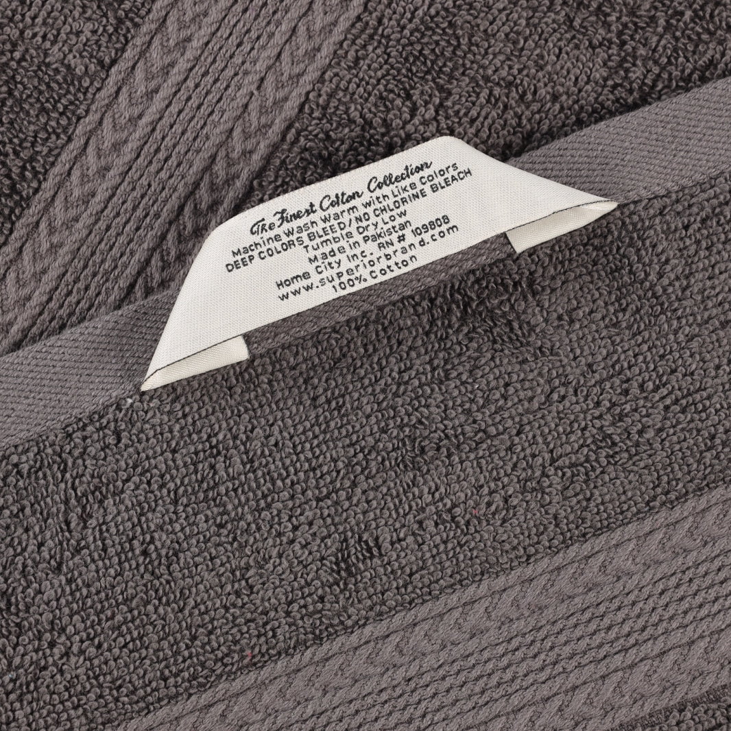 Superior Eco-Friendly Cotton 8-Piece Assorted Towel Set, Graphite