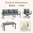 thumbnail image 2 of MRUAKA 4-Piece Outdoor Patio Conversation Set, Metal Frame Furniture Sofa with Armchairs & Coffee Table, Weather-Resistant Cushions for Balcony, Deck, Poolside Gray, 2 of 9
