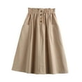 thumbnail image 5 of A line Skirts Women Button Spring Summer Age Reduction Solid Color Version Elastic Waist Mid Length Casual Womens Skirt Khaki One Size, 5 of 5