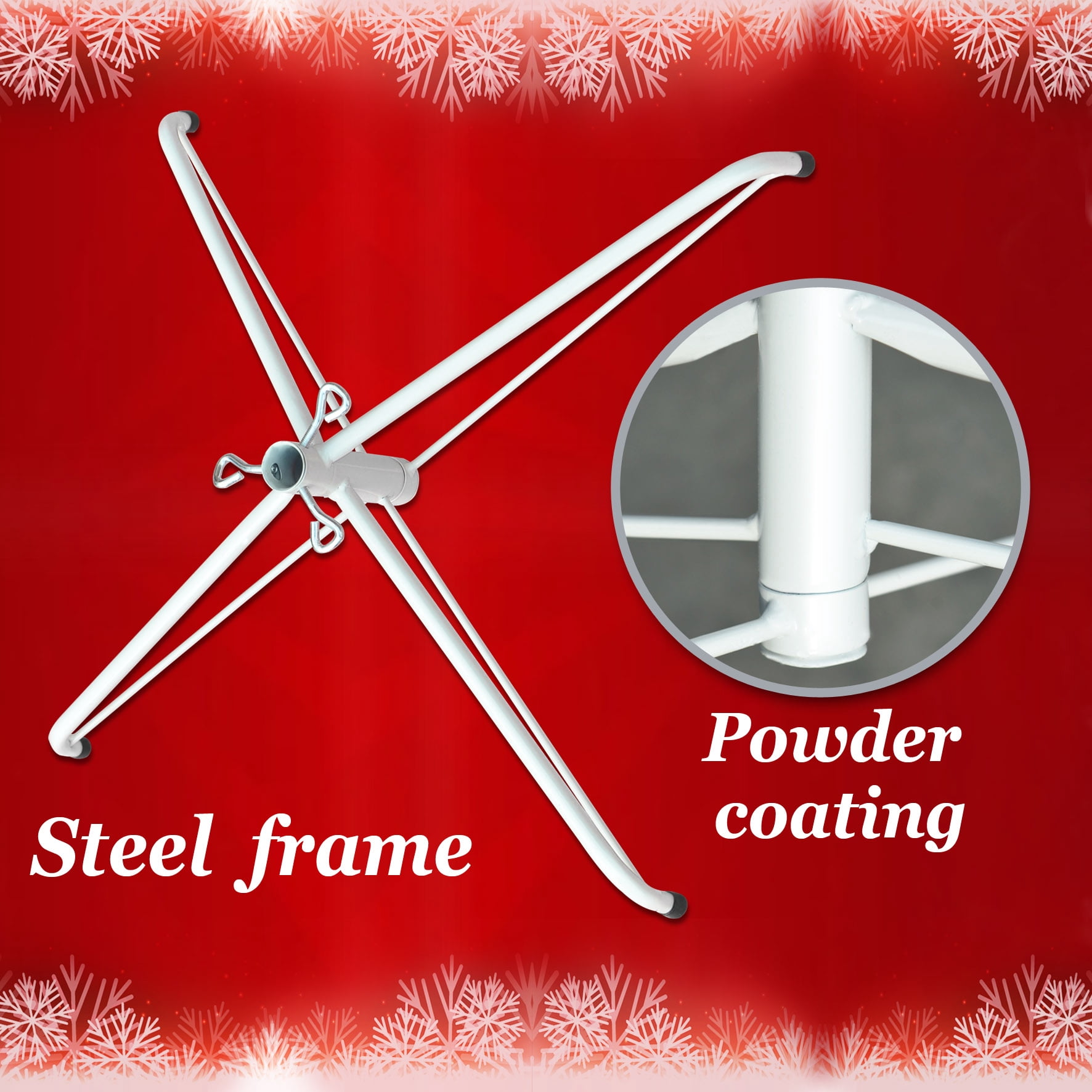 Sunny Steel Base Metal Stand for 5/6/7/7.5ft Christmas Tree Xmas Decor (White, for 7.5ft Tree)
