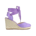 thumbnail image 3 of BLISSFUL STEP Women's Shoes Espadrille Wedge High Heel Round Toe Sandals Purple 5.5, 3 of 7