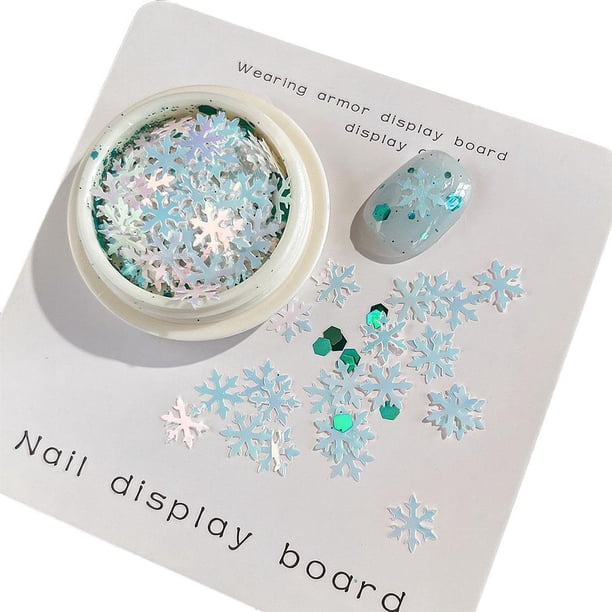 Wartleves Pegatinas para la cara con lentejuelas y copos de nieve navideños para decoración de uñas, accesorios para hacer tú mismo con purpurina y estrellas ↘